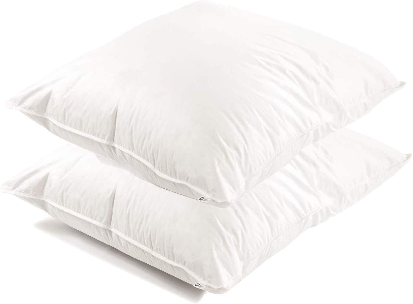 H&F Heimtextilien 2-er Set Premium Qualität | Kopfkissen 80x80 cm | Füllung: 1500 Gramm Daunen | 100% Natur Kissen | Bezug: 100% Baumwolle | Daunenkissen 80 x 80 cm | Oeko-TEX Zertifiziert