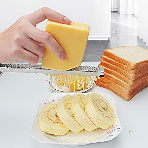 Lemon Zester, Cheese Grater, Food Grade 304 Stainless Steel, Razor-Sharp Blade, Semi-Soft TPR Rubber Handle, With Protective Cover and Cleaning Brush, Dishwasher Safe, Black, Narrow