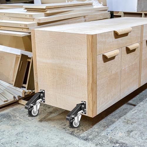 Spacecare SPWC005 Workbench Casters Kit 600Lbs Heavy Duty Quick Release 2 Mounting Options Retractable Workbench Stepdown Caster Wheels Adjustable Polyurethane Durable Steel Construction thumb #7