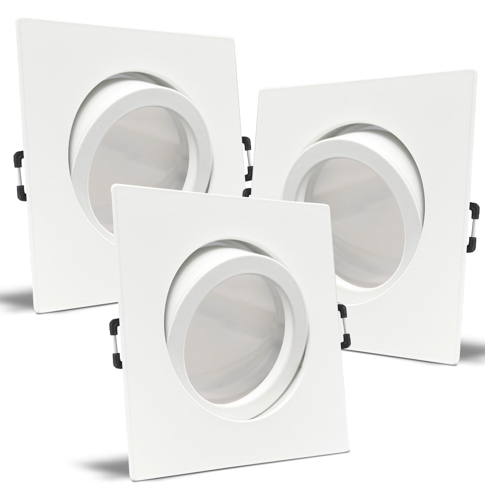trendlights24 Carree-C LED Einbaustrahler dimmbar flach 230V Weiß 5W 3x Set