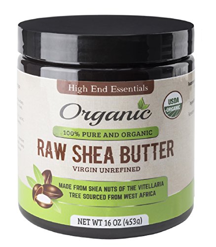 High End Essentials Organic Shea Butter - USDA CERTIFIED - Luxurious, 100% Pure Unrefined - Grade A, BPA Free Jar - 16 oz,Highest Quality for Organic Skin Care & Hair Care