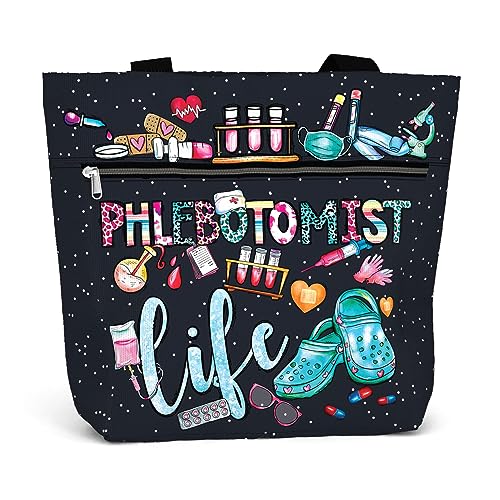 Image of 84hoods Large Waterproof Tote Bag with Pockets and Zipper for Work. Gift for Nurse. Shoulder Bag for Women.