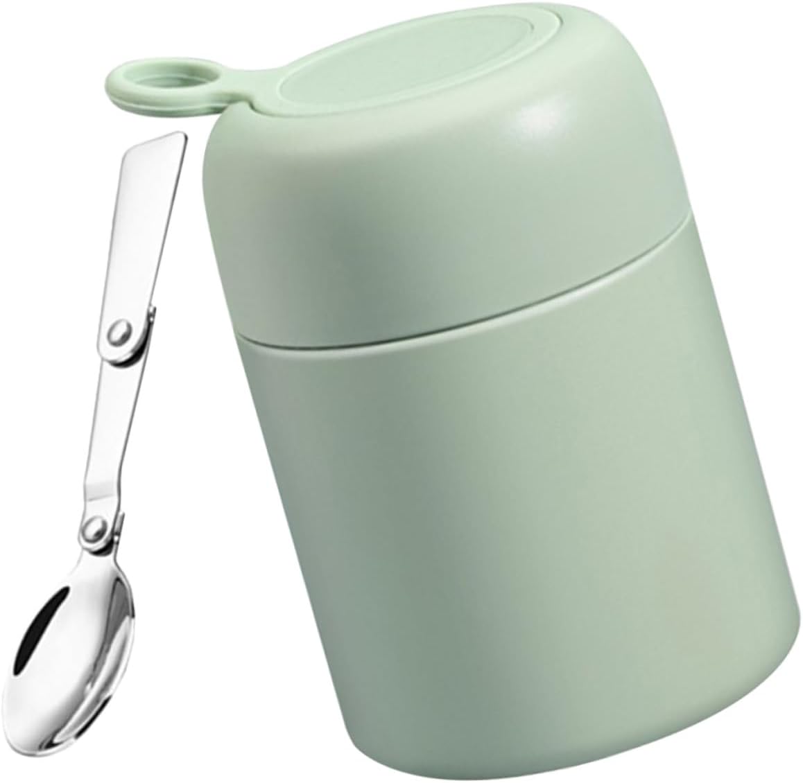 jojofuny Insulated Soup Cup with Spoon 500ml Portable Vacuum Food Jar Leakproof Thermal Container for Students and Office Use Green