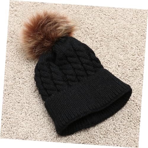 FRCOLOR Knit Pom Hat for Warm Hairball Beanie Black Soft and Comfortable Stylish Design for Boys for Cold Weather Outings4