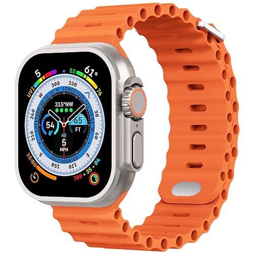 AIRPROCE Compatible with Apple Watch Ocean Bands 38mm 40mm 41mm 42mm 44mm 45mm 49mm Soft Silicone Sport Wristbands Replacement Strap for iWatch Ultra 2 Ultra SE Series 9 8 7 6 5 4 3 2 1 for Women Men