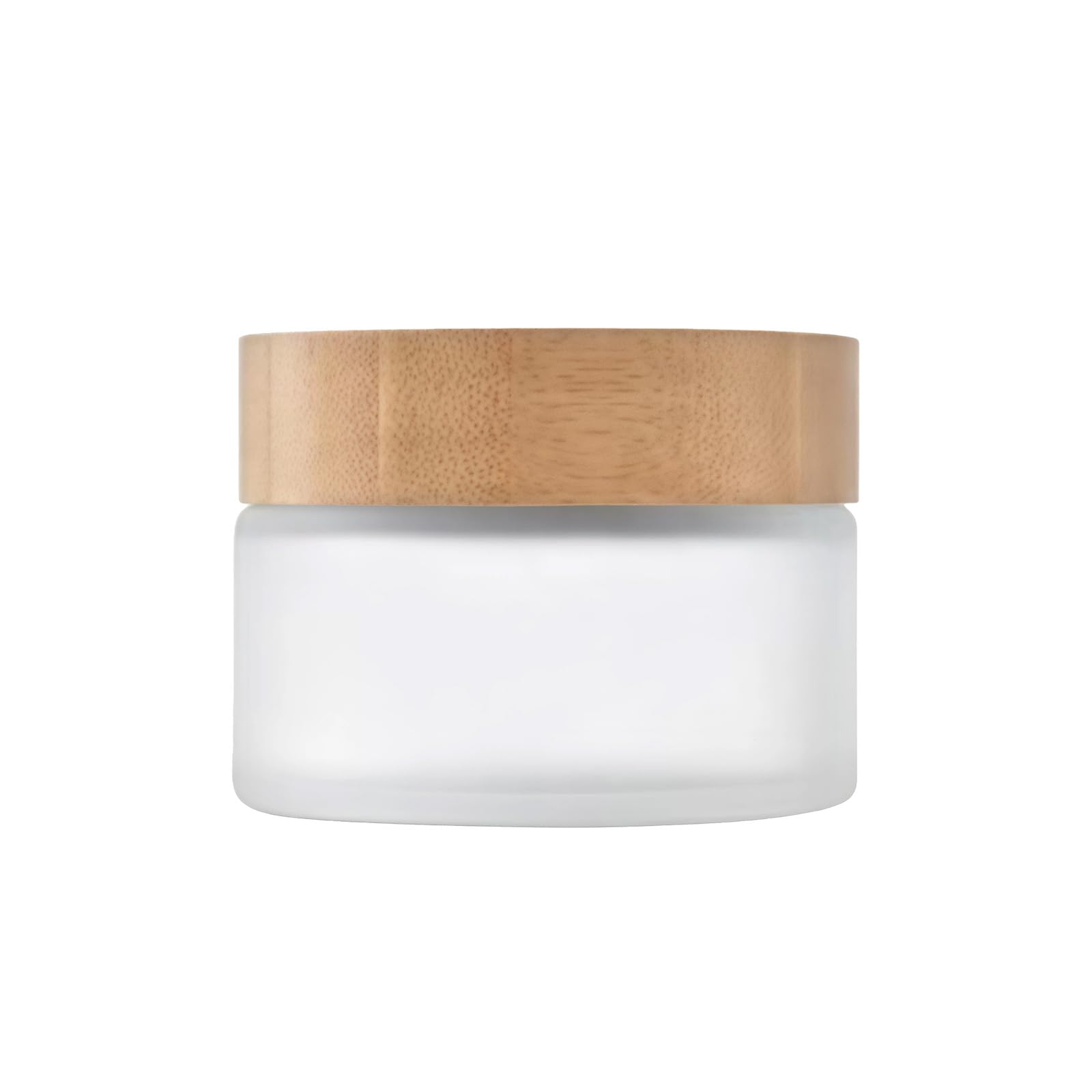 1 barattolo rotondo in vetro smerigliato traslucido da 100 g e 100 ml, contenitore per cosmetici, cosmetici con coperchio in legno naturale, fodera interna e per crema per il corpo, lozioni, balsamo