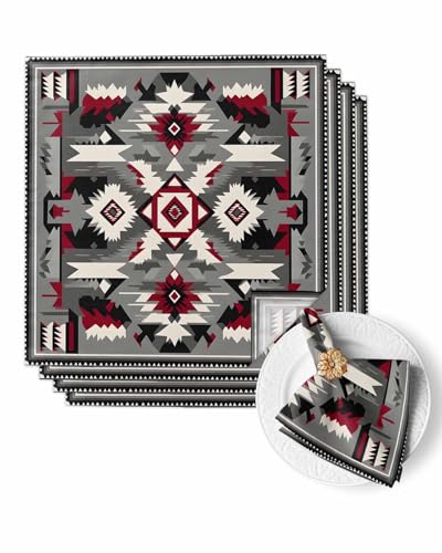 Servilletas de Tela Cuadradas Pack de 4 Rojo Negro miniatura 1