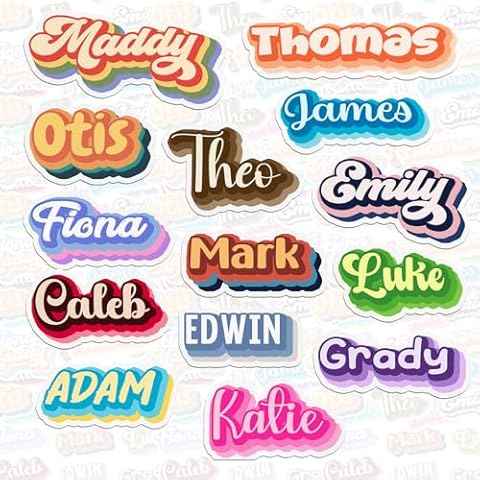 Custom Groovy Name Personalized Sticker Retro Colorful Rainbow Girls Name Waterproof Vinyl Sticker for Water Bottle, Phone Case, Hard Hat, Laptop - Decor Decal Stuff Birthday Gift Cover