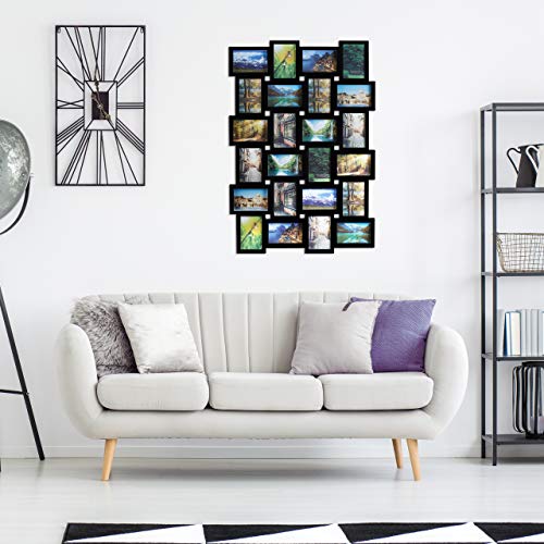 Relaxdays Bilderrahmen, Collage für 24 Bilder, 10x15 cm, Hoch- & Querformat, Fotorahmen Wand, H x B: 59 x 86 cm, schwarz – Bild 6