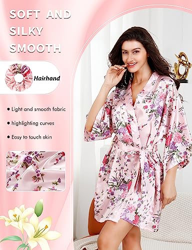 EPLAZA Women Floral Satin Robe Bridal Dressing Gown Wedding Bride Bridesmaid Kimono Sleepwear2