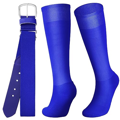 Image of Zhanmai Baseball Belt and Socks Combo, Adjustable Elastic Belt and Softball Socks, Multiple Sizes for Youth Boys Girls, Adult