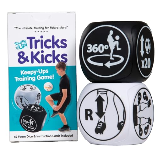 Shuffle Up Tricks & Kicks Soccer Dice Game - Soccer Challenging Skills Training Dice, Outdoor & Indoor Soccer Games for Kids, Kick Ups Training Dice, Soccer Gifts for Boys & Girls | (2 Dices)
