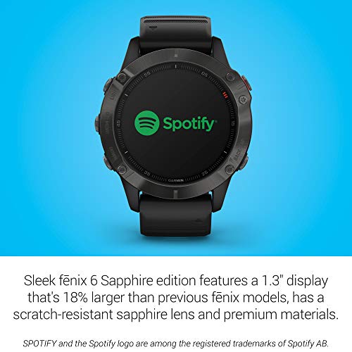 Garmin Fenix 6 Sapphire, Premium Multisport Gps Watch, Features Mapping, Music, Grade-Adjusted Pace Guidance And Pulse Ox Sensors, Carbon Gray Dlc With Black Band #TOP2