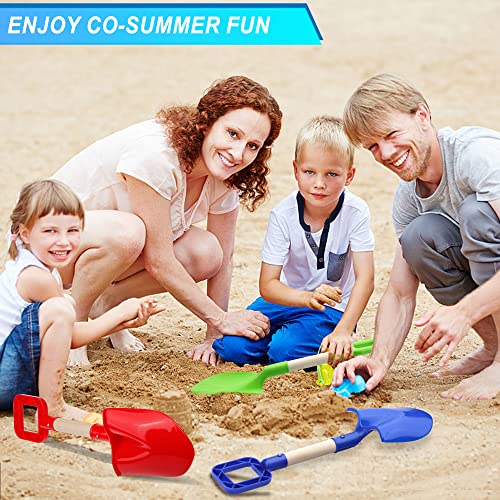 16" Kids Beach Spades Sand Shovels, Toys Gardening Tools Kit Sandbox Scoop Wood Handle Plastic Spade for Garden Sand Snow Backyard Summer Vacation for Kids Adults 2 Pack- Blue&Green - Image 4