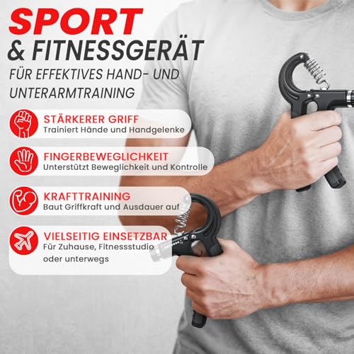 FUNFLEX Handtrainer Fingertrainer, Griffkraft Trainer 2er Set, 5-60kg Einstellbarer Widerstand Unterarmtrainer - Grip Ring, Fingerkraft Grifftrainer - Fitness Krafttraining für Hand, Finger, Unterarm
