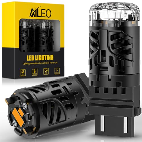 AILEO 3157 LED Bulb Amber Yellow, Super Bright 30W 2500LM Front Rear Turn Signal Light with Cooling Fan, CANBUS Error Free Anti Hyper Flash Blinker Replacement for 3156 3456 3457A 4057 4157,2 Pack