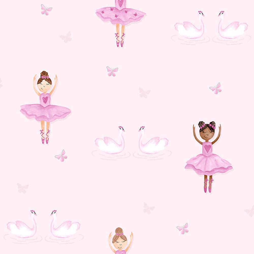 Ballerina Pink Wallpaper Kids Children Wallpaper Butterfly Swan Glitter