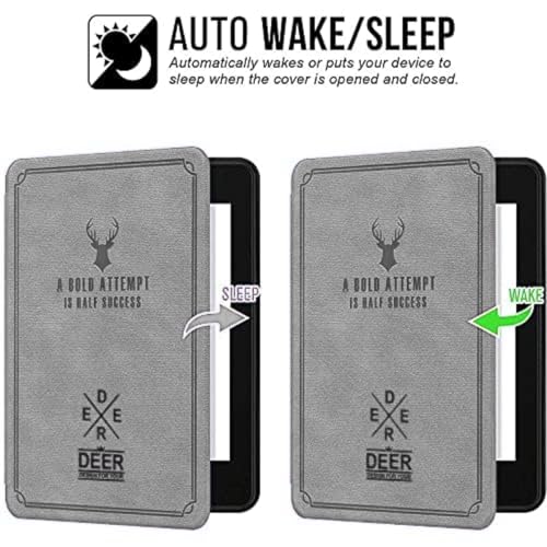 Image of MOCA Kindle Paperwhite 12th Gen 7 inch (2024) & Kindle Colorsoft 7 inch (2025) Case - Leather, Slim Fit, Auto Sleep /Wake, Magnetic Closure, Durable, Lightweight (Grey)