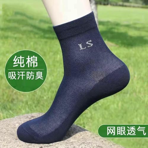 5 pairs - men's mid-tube pure cotton thin mesh breathable business socks3