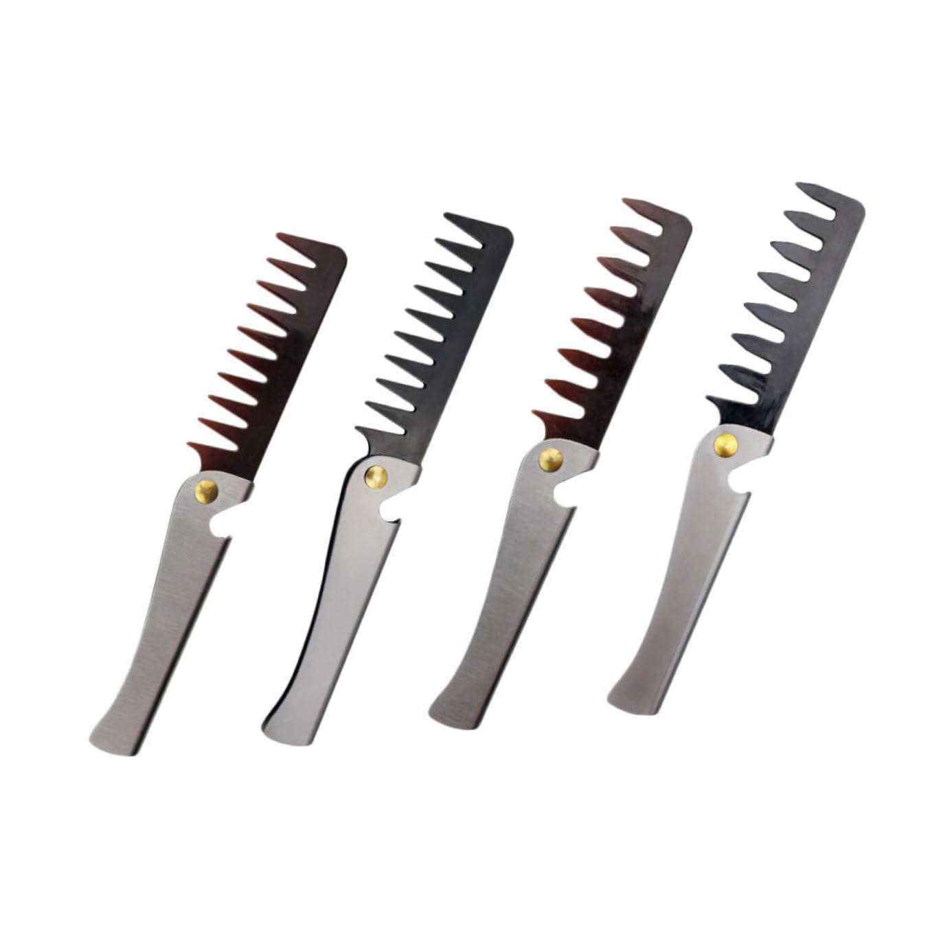 4pezzi Pettine in Acciaio Inox Per Uomo Spazzola Per Capelli e Barba Tascabile Resistente Per Uso Quotidiano e Viaggio Rimuove Nodi e Grovigli