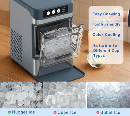 ITOMA Nugget LCE Ice Maker, Pellet Chewing Ice Maker, Self-Cleaning, Click-to-Run, Home/Kitchen/Office/Bar Party