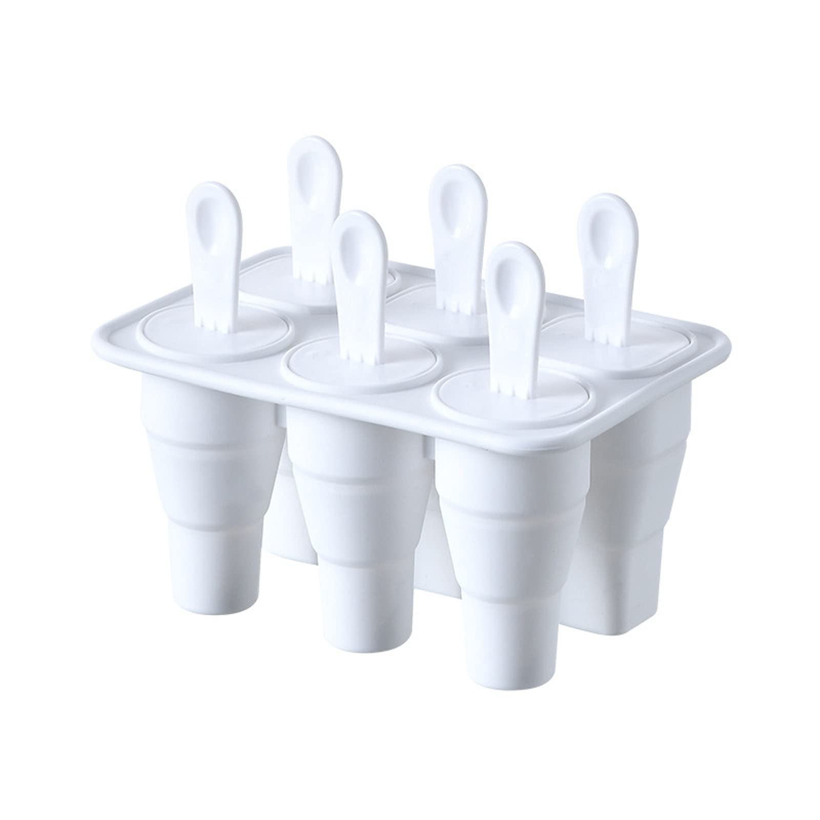 Tsophreniq 6 Holes Foldable Ice Cream Molds Ice Tray Cubes Popsicles Molds Food Grade Mold Gadgets Silicone Pop