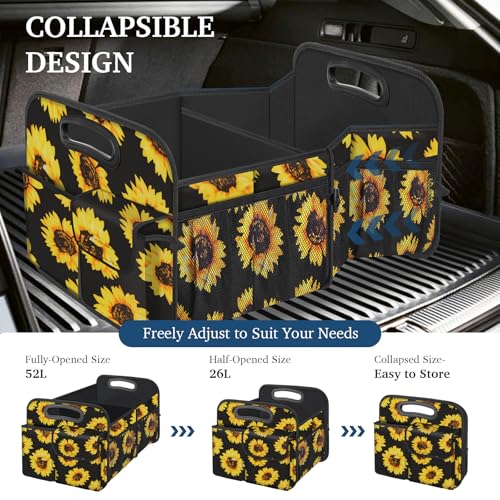 Image of Femuar Car Trunk Organizer, Car Storage Organizer with Large Capacity Waterproof Collapsible Trunk Organizer for Car Suv /Jeep /Sedan (Sunflower, Standard)