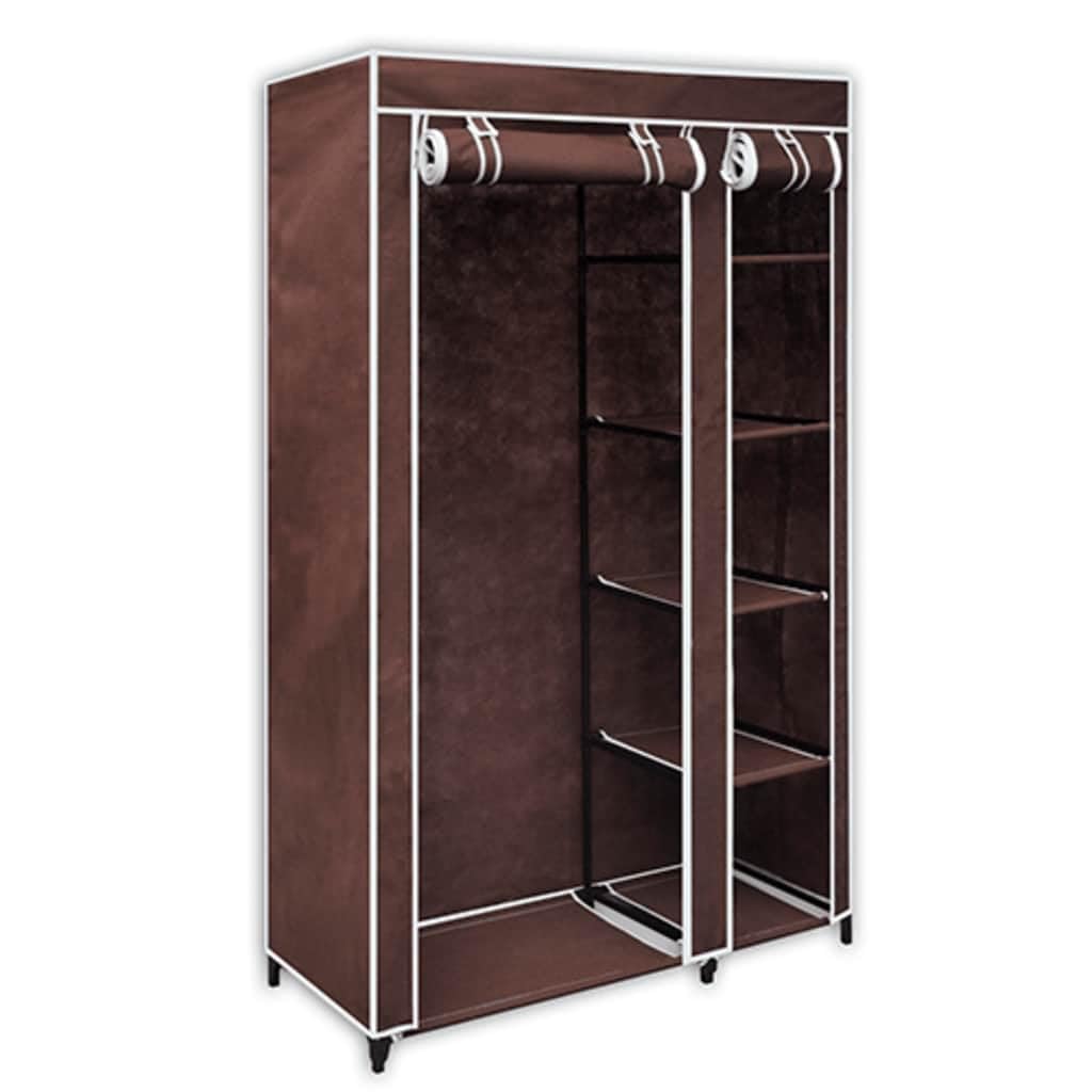 Hothingwell Kleiderschrank, Stoff, 2 Stück, Braun, faltbar | Stahlrohre, strapazierfähiges Fleece, staubdicht, für Keller, Schlafzimmer, Camping