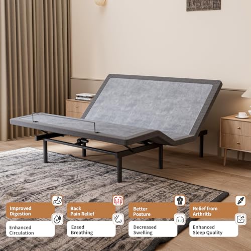 Image of ESHINE King Adjustable Bed Frame with 14 Inch Mattress, Memory Foam Hybrid Mattress, Phone Control, Wireless Remote, 5 Minutes Installation, Head and Foot Incline, 3100 Series, King
