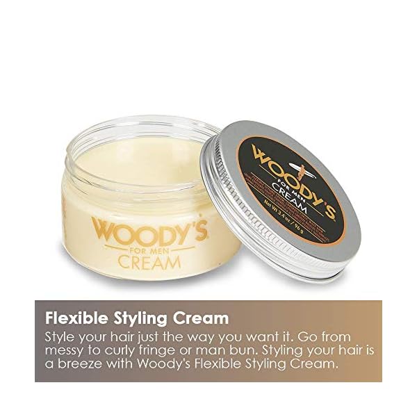 Woody's Styling Cream for Men, Flexible Styling Cream, Controls Curly and Wavy Hair, 3.4 oz. 2-Pack