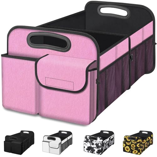Image of Femuar Car Trunk Organizer, Car Storage Organizer with Large Capacity Waterproof Collapsible Trunk Organizer for Car Suv /Jeep /Sedan (Pink, Standard)