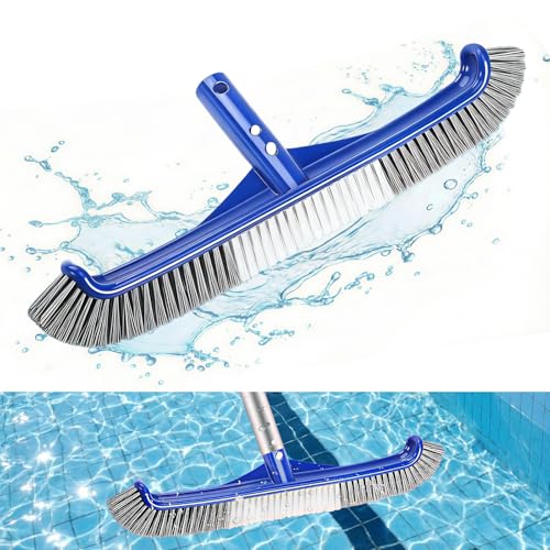 Brosse de Piscine, 43cm Piscine Tête de Brosse, Brosse Murale Piscine, Balai Piscine Brosse avec Poils en Nylon et Clip EZ, Brosse Piscine Fond pour Piscines,...