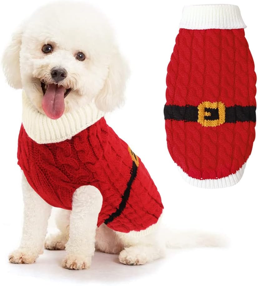 COUNER Dog Sweater, Classic Warm Sweater, Knitwear Turtleneck Sweater New Year Valentine's Day Sweater Dog Coat for Small Medium Puppy…