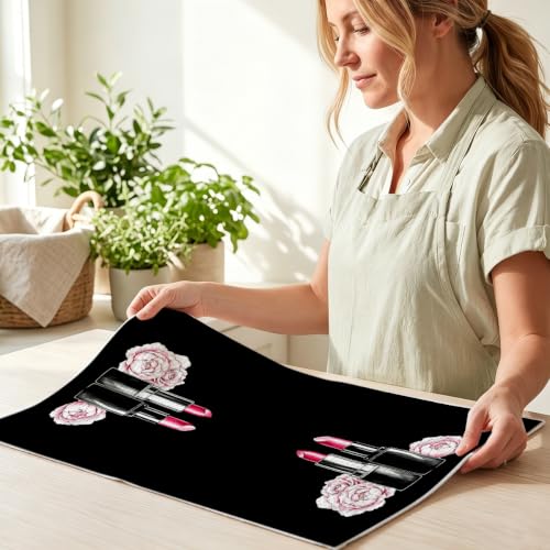 Image of 4 Pcs Black Fashion Hand Towels, Perfume Bow Decor Reusable Dish Towels
