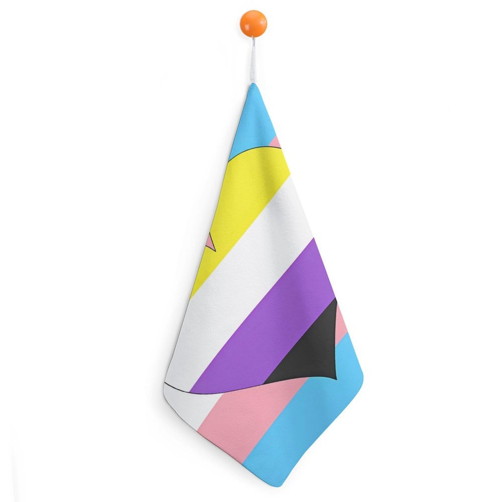 TXFBTRFSA Transgender Non-binary Flag Hand Towels with Hanging Loop Kitchen Towel Handkerchiefs Cleaning Cloths