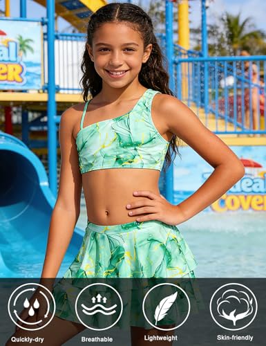 Image of RAISEVERN Girls Swimsuit 3 Piece Bathing Suits Cute Swimwear for 5-12 Years