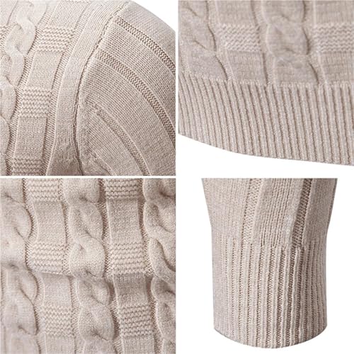Autumn and Winter Men's Knit Pullover High Neck Thin Knit Sweater Warm Tight Top(Light Grey,X-Large)4