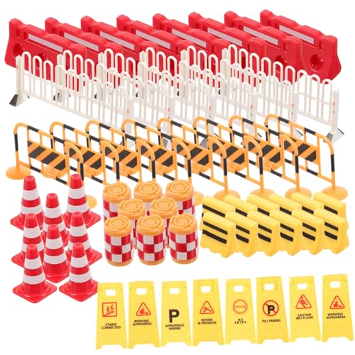 IWOWHERO 62Pcs Miniature Traffic Signs Educational Plaything for Durable Road Signs for Table Models and Construction Themes Fun Learning