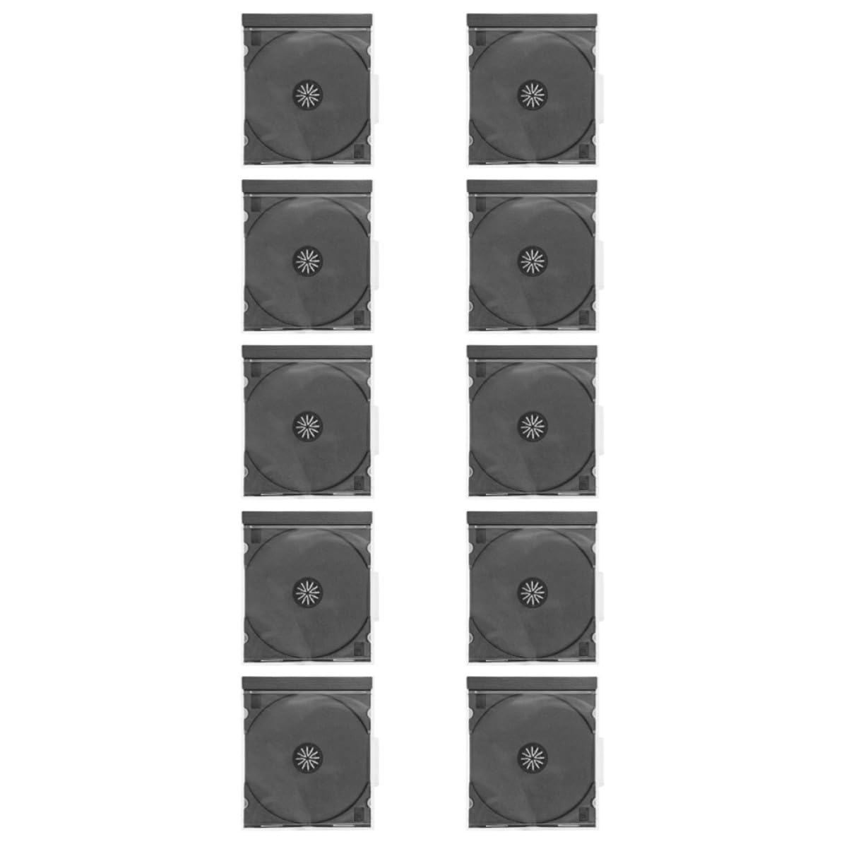 Caja organizadora de plástico negro para CD y DVD pack de 10 unidades para proteger discos