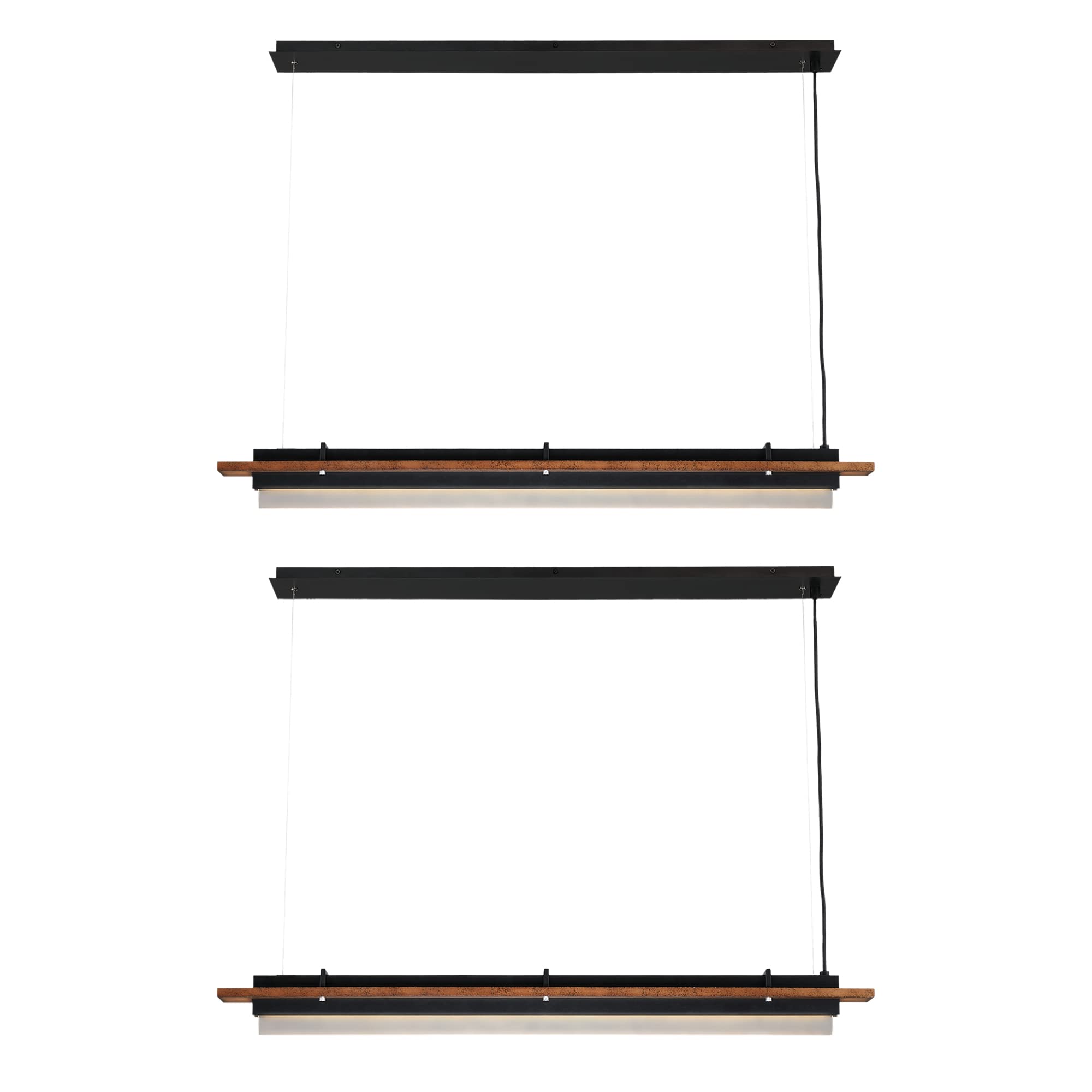 Untrammelife 2 Pack 40'' Wooden Linear Pendant Light, LED Dimmable Hanging Light Fixture Modern Wood Linear Island Light 34W Island Pendant Lighting