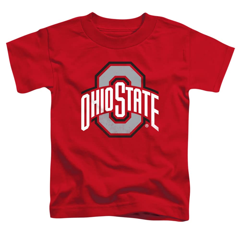 The Ohio State University Official Distressed Primary Logo Unisex Toddler T Shirt,Red, 4