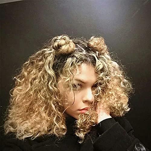 Miniatura 3 de Peluca de cabello humano con reflejos, sin pegamento, cabello Remy brasileño rizado 1b27, marrón miel rubio, 13x6, HD, transparente, encaje frontal,