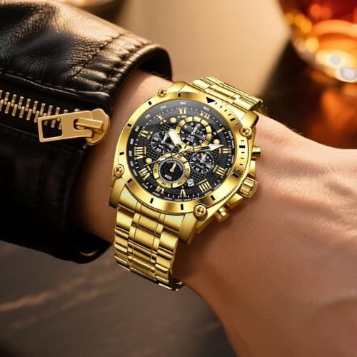 Image of OLEVS Watches for Men Automatic Self Winding Luxury Dress Big Face Tourbillon Skeleton Wrist Watches