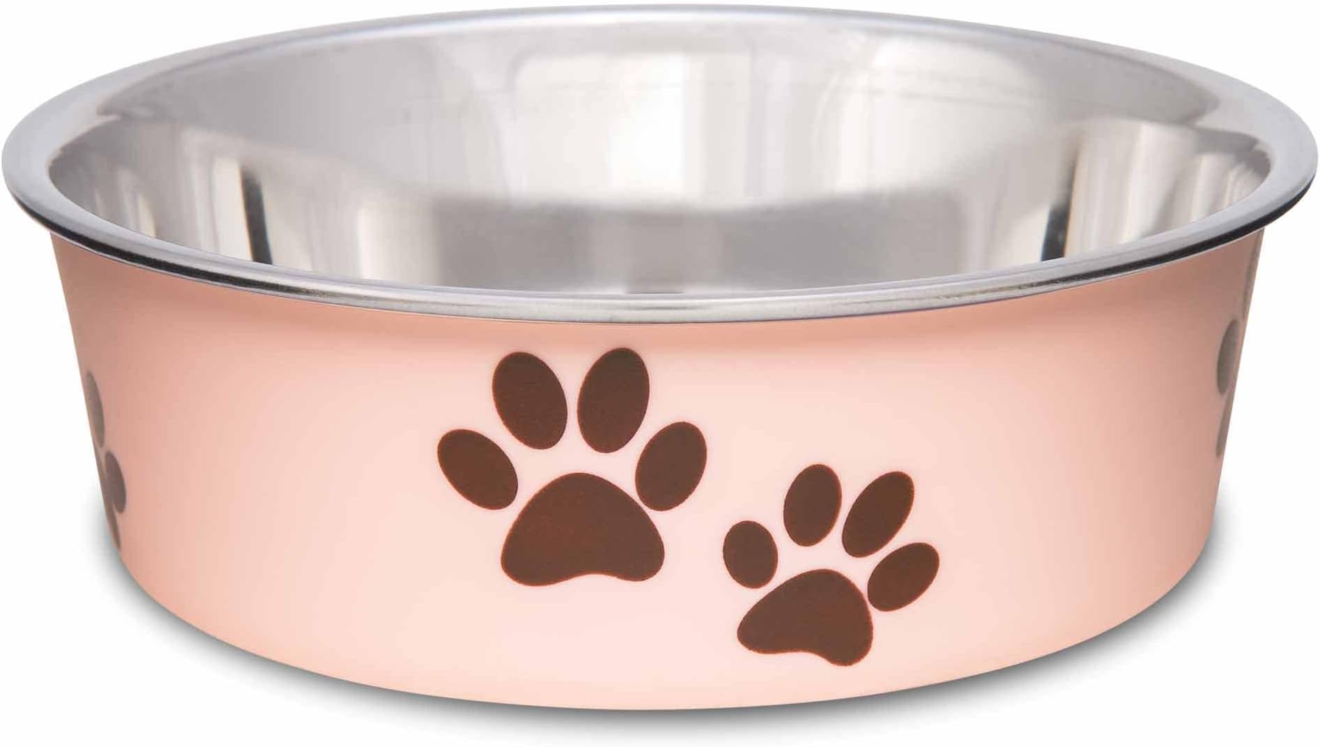 Loving Pets Stainless Steel Bella Dog Bowl Non-Slip Dishwasher Safe & Bacteria Resistant Metallic Pet Dish - Paparazzi Pink - Small (426 ml)