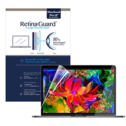 RetinaGuard Anti Blue Light Screen Protector for 2016-2018 Macbook Pro 15 Inch, SGS and Intertek Tested, Blocks Excessive Harmful Blue Light