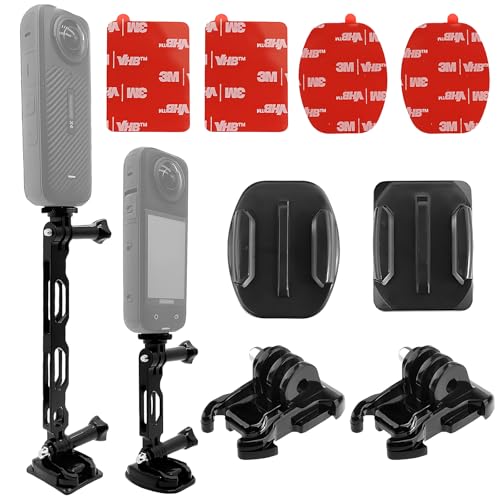 Supporto adesivo flessibile con braccio di estensione Go Pro per Insta 360 X4 X3 X2 X RS R kit di accessori per montaggio su casco con fibbia compatibile con Go Pro Hero 12 e DJI Osmo Action Camera