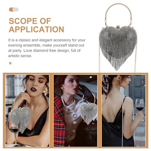 Pochette chic en cœur Milisten sac de soirée noir cristaux pour mariage - 7