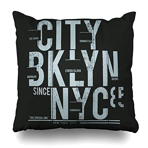 Funda de Almohada Throw Square Pulgadas Nueva York Brooklyn Tipografía Camiseta Varios Fuente NYC Power Strength Team USA Cartel Vintage Funda de Almohada Decorativa Decoración para el hogar Funda de