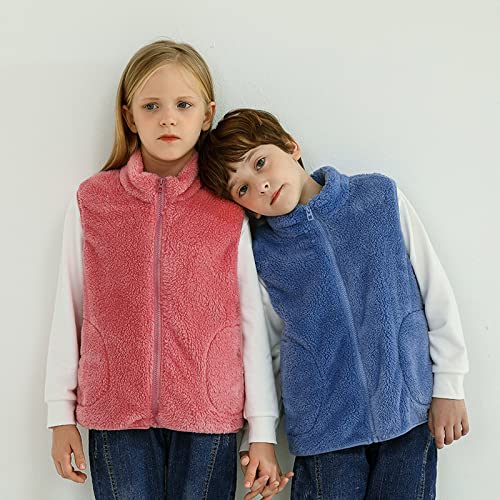 Toddler Boys Girls Fleece Vest Kids Polar Fleece Zipper Jacket Sleevless Fall Winter Warm Outerwear With Pockets 2-6Y3