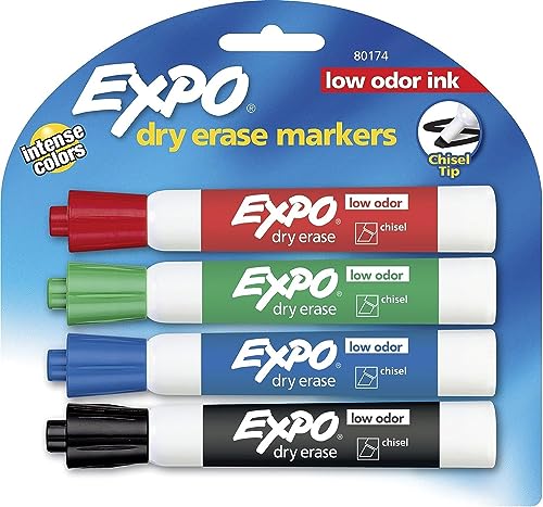 Image of EXPO 80174 Low Odor Chisel Tip Dry Erase Marker Pack, 48 Assorted Color Assortments, Ideal for Non-Porous Surfaces, School Classroom Pack